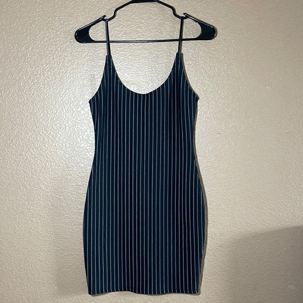 Mind code striped body con mini dress size M